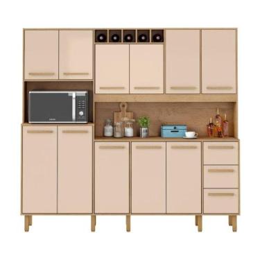 Imagem de Armário de Cozinha Amanda 11 Portas 2,12MT Amêndoa Off White - Milani 