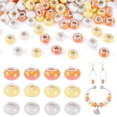 Imagem de FASHEWELRY 150 contas espaçadoras de orifício grande 13,5 x 8,5 mm contas europeias de resina Rondelle com núcleos de latão para pulseiras, colares, canetas com contas, chaveiro, suprimentos para