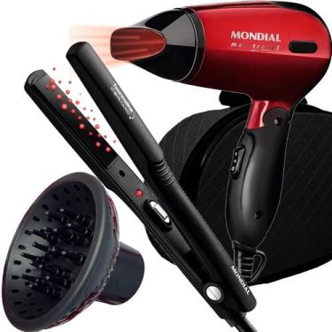 Imagem de Mini Secador De Cabelo Mondial 1200w Ion Dobrável Viagem Vermelho Sm13