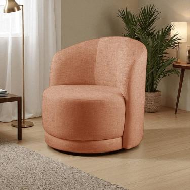 Imagem de Poltrona para Sala de Estar Madeira Maciça Base Fixa Alice Terracota