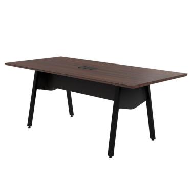 Imagem de Mesa de Reunião 20cm para 8 Pessoas com Caixa de Tomadas Industrial Executive Louro Preto / Preto