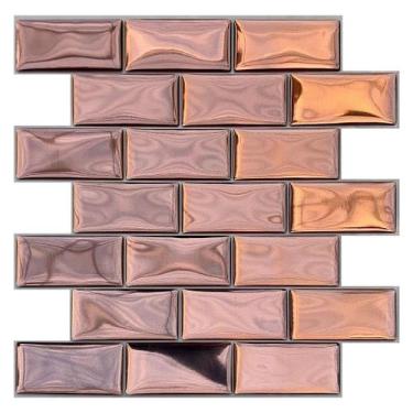 Imagem de Pastilha Adesiva Tijolinho Rose Gold - Kit com 4 Placas Adesivas 3M - 