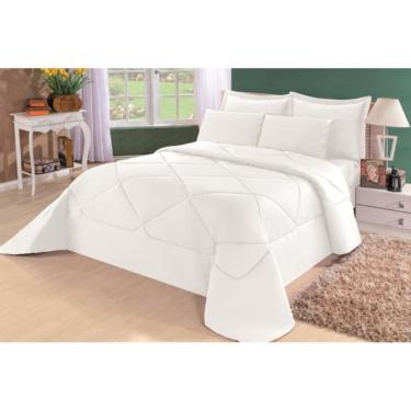 Imagem de Kit Edredom Requinte Percal + Lençol Queen 6 Peças Branco