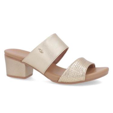 Imagem de Tamanco usaflex salto bloco ref ae3201 feminino, 35, Dourado