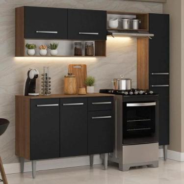 Imagem de Armário De Cozinha Completa 197 Cm Rustic-preto Emilly Madesa 01