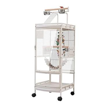 Imagem de Gaiola de pássaro prática gaiola de pássaro de camada dupla casa de pássaro ao ar livre grande gaiola de pássaro cacatua papagaio canário gaiola de arara com 4 rodízios Ninho de pássaro