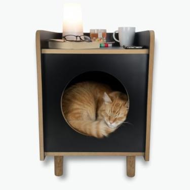 Imagem de Mesa de Cabeceira Pet em MDF 15mm Com Casinha Para Gato e Cachorro Aparador de Sala Moderno