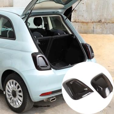 Imagem de Sekhyna Guarnição da tampa da lâmpada traseira do carro compatível com Fiat 500 2016-2024, capa de guarnição da carcaça da luz traseira preta fumada, acessórios de proteção de luz indicadora de freio