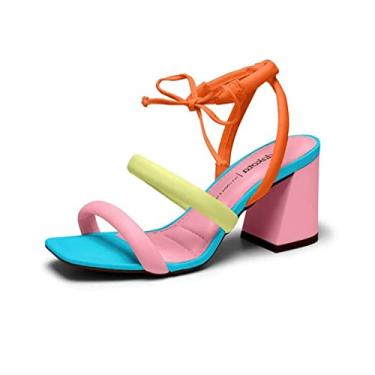Imagem de Sandália Salto Bloco Feminina Dakota Torvy Com Amarração Multicolorida 9450 9451
