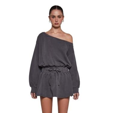 Imagem de Dolls Kill Vestido de moletom de tamanho grande da Current Mood – Vestido feminino cinza de algodão com forro de lã e manga comprida, cinza, grande