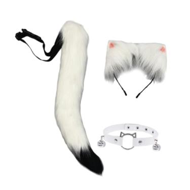 Imagem de UGPLM Conjunto de orelhas e rabo de gato para fotos de adereços para baile de máscaras de carnaval e aniversário, Style E