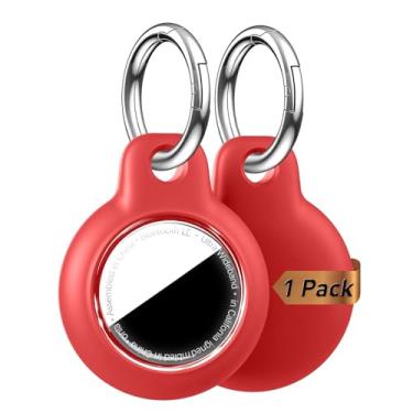 Imagem de MOLOSLEEVE Capa com suporte para AirTag com chaveiro, capa de GPS à prova d'água, antiarranhões e choques, chaveiro, acessórios para AirTags, capas de rastreador de itens para mochilas, bolsas