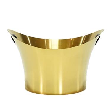 Imagem de Balde de gelo 9l/2,3 galões 304 aço inoxidável balde de gelo champanhe balde de gelo com alça para Whisky Wine Beer Bar Party Cooler (ouro)
