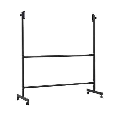 Imagem de CUTPOIY Suporte de metal móvel preto com rodas, suporte universal ajustável, para quadro branco, quadro-negro, quadro de avisos