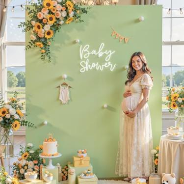 Imagem de Capa de arco de casamento verde sálvia 16 x 15 pés capa de fundo de arco quadrado para chá de bebê, 2 lados, elastano, elástico para festa de aniversário, cerimônia de formatura, decoração de banquete