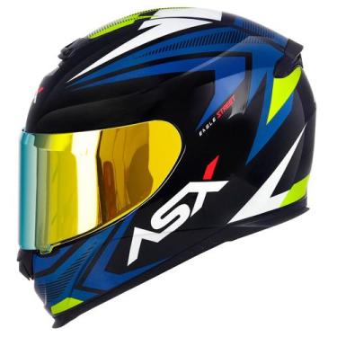Imagem de Capacete Fechado ASX Eagle Street Azul Brilho com Viseira Colorida Dou