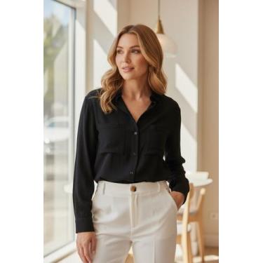 Imagem de Camisa Social Feminina De Manga Longa Casual Elegante Formal - Gisele 