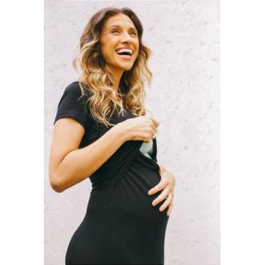 Imagem de Vestido Longo para Amamentação LONG BEACH Preto - Conforto e Estilo - 