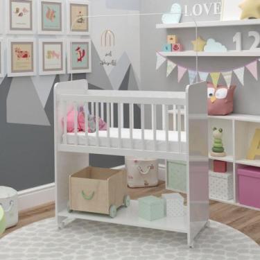 Imagem de Mini Berço Compacto Portátil Para Bebê Com Rodízio Colchão E Prateleir