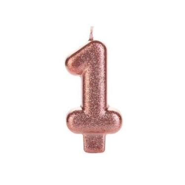 Imagem de Vela Bronze Glitter Número 1 para Festas - no-brand