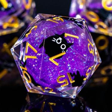 Imagem de Conjunto de dados Roycevon Resin DND Liquid Core Cat Purple com caixa 