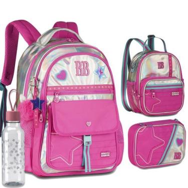 Imagem de Kit Mochila Costas Holografica Rb +Lancheira Termica +Estojo - Rebecca
