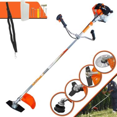 Imagem de Roçadeira Máquina de Corta Grama Vulcan VR430S À Gasolina 43cc 1,7HP 4 Em 1 Com Carretel de Nylon + Faca 2 Pontas + Faca 3 Pontas + Faca 80 Dentes