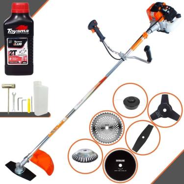 Imagem de Roçadeira Vulcan VR430-S À Gasolina 43cc 1,7HP 10.000rpm Cortador de Grama 6 Em 1 Com Carretel de Nylon + Kit 4 Facas + Escova de Aço + ÓLEO TOYAMA 2T