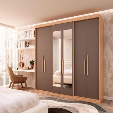 Imagem de Guarda-Roupa Casal 100% MDF Édez Elan, 6 Portas de Bater com Espelho, 