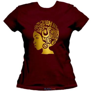 Imagem de Camiseta Samba Negra Afro Feminina Blusinha Baby Look - Blackchic, Bor