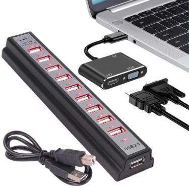 Imagem de Kit Produtividade Turbo  Hub USB 10 Portas + Adaptador HDMI/VGA