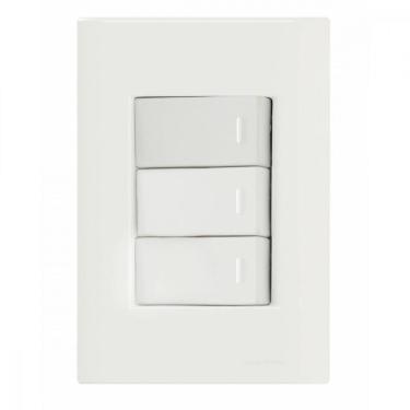 Imagem de Conjunto 4x2 com 3 Interruptores Simples 10 A 250 V Tramontina Giz Branco