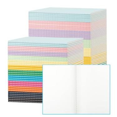 Imagem de ALKALO Pacote com 120 cadernos coloridos em branco para escrever, diários a granel, livros de composição A5, 21 x 13 cm, 60 páginas, 30 folhas de caderno de esboços para escritório, escola, material