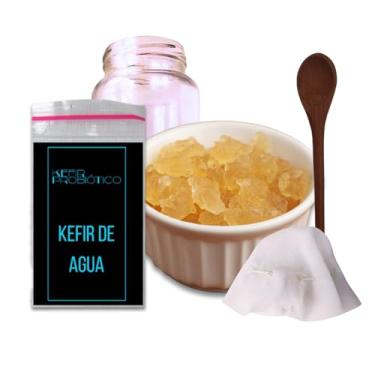 Imagem de Kefir De Agua Desidratado Com Manual Ganhe Colher de Pau Vidro e Tampa Voal