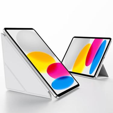 Imagem de Capa para iPad de 10,9 polegadas (10ª geração), capa para iPad, suporte de 5 vias, suporte completo para lápis 2, capa magnética rebote, branca