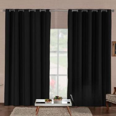 Imagem de Cortina Blackout Quarto Em Tecido Premium Totalmente Opaca E Antirruído Para Melhor Sono(PRETO,5,00M x 2,80M)