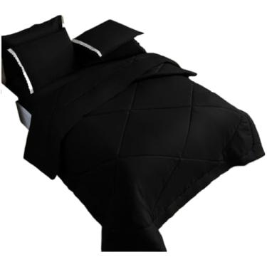 Imagem de Kit Edredom PeçAs Dupla Face - Conjunto Para Cama Com Fronhas - Decor Para Quarto(Preto,Edredom 01 Peça)