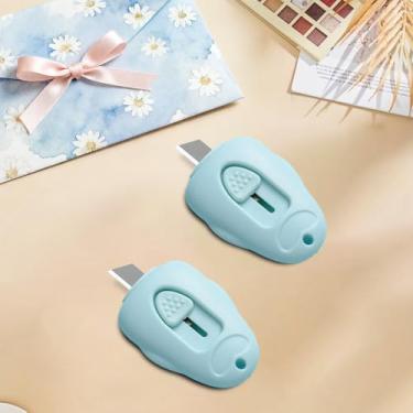 Imagem de 2 peças separadores de envelope abridor de cartas com lâminas afiadas escondidas seguras, azul