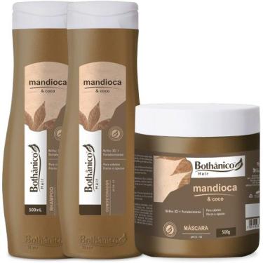 Imagem de Kit Mandioca E Coco Shampoo + Condicionador 500ml + Máscara 500g Botha