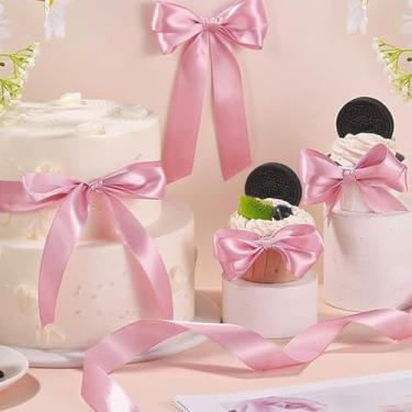 Imagem de Rolo de 2,5 cm, fita de cetim para embrulho de presente, casamento, artesanato, Natal, Páscoa, floral, cabelo, decorações de convites e mais bege rosa