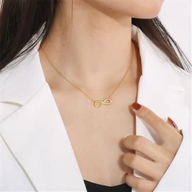 Imagem de Colar com pingente infinito para mulheres, banhado a ouro, delicado, amor eterno, casamento, noivado, joias finas para namorada, mãe, amizade delicada