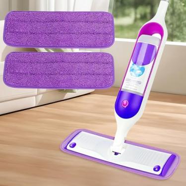 Imagem de Pacote com 2 almofadas de esfregão reutilizáveis compatíveis com Swi-ffer PowerMop, refis de limpeza de piso de microfibra laváveis para uso molhado e seco, limpeza doméstica