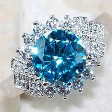 Imagem de Anéis de noivado de zircônia cúbica banhados a ouro branco, alianças de compromisso, festas noturnas, presentes de dia dos namorados, alianças de eternidade para mulheres, 7, Cobre, Sem pedra preciosa