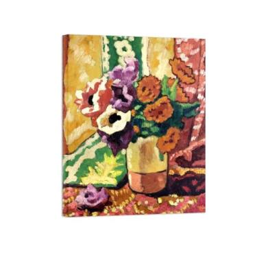 Imagem de Pôster e impressões em tela de flores vintage - reprodução de pintura de arte de parede famosa - vaso de flores 3 imagens prontas para pendurar tela embrulhada 80 x 105 cm 31 x 41 pol