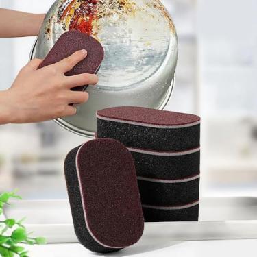 Imagem de Esponja de limpeza resistente, 5 esponjas de cozinha projetadas para bagunças difíceis na cozinha que duram 3 vezes mais, melhor para frigideiras de ferro fundido e churrasqueiras ao ar livre