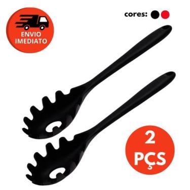 Imagem de Kit Silicone Maciço Jogo Colher Pequena Escumadeira Universal Pegador 