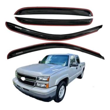 Imagem de AUXKO Protetores de chuva no canal para Chevy Silverado/GMC 1500/Avalanche Crew Cab 2007-2013 e Silverado/Sierra 2500HD-3500HD/Suburban/Yukon XL, viseira de defletores de vento de janela lateral fácil