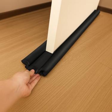 Imagem de Protetor Veda Porta Duplo Impermeável Preto – Bloqueia Insetos, Poeira e Ar – Isolamento Térmico e Acústico – Ajustável 90cm – Fácil de Instalar e Limpar