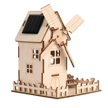 Imagem de Kit STEM para casa de moinho de vento solar de madeira para experiment