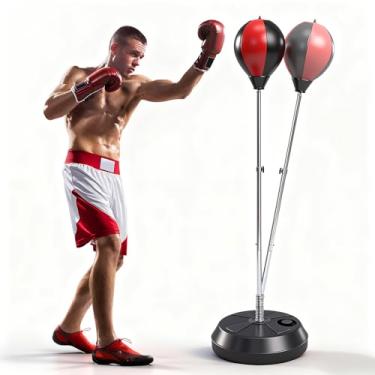 Imagem de Saco de pancadas com suporte, bolsa de boxe para adolescentes e adultos - altura ajustável - bolsa de velocidade para treinamento, equipamento de boxe, alívio de estresse e fitness